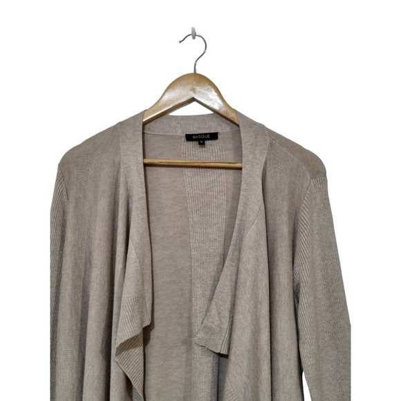 Basque Womens Stone / Oatmeal Knitted Open Long Wrap Cardigan - Size 12 - Picture 2 of 6